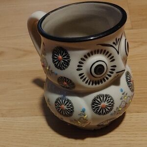 Owl Design Ceramic Mug - Black and White